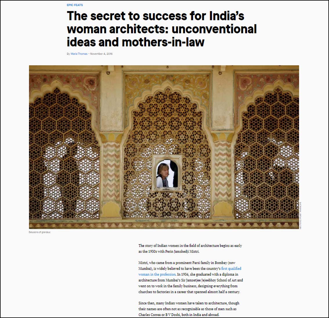 The secret to success for India's woman architects : unconventional ideas and mothers-in-law- November 2016